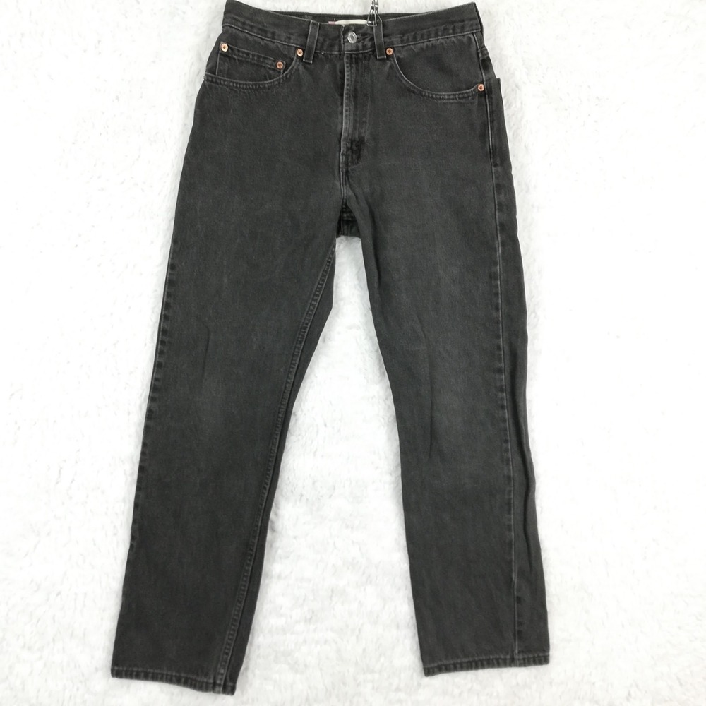 Levi's Mens Jeans 505 Regular Fit Straight Leg Black Wash Denim 2000's‎ 31x30